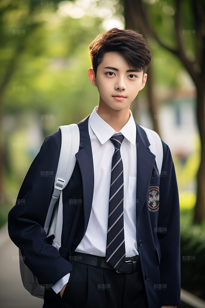 校服人物人像学校摄影图