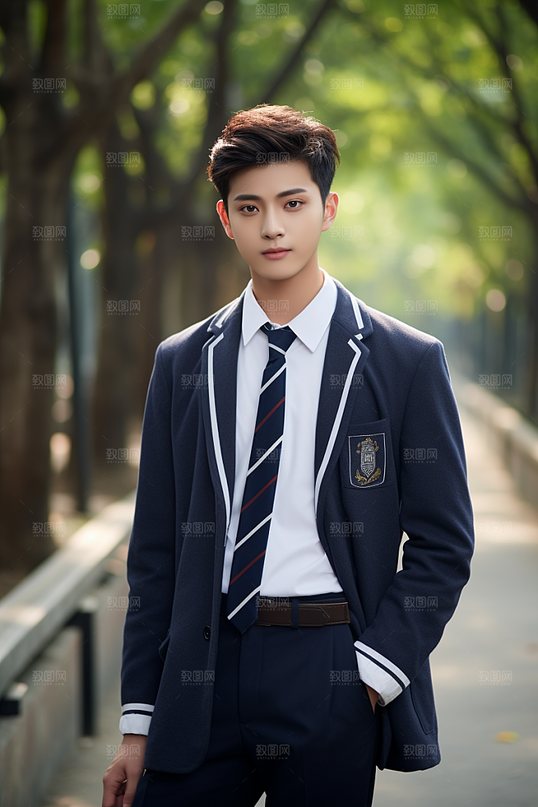 校服人物学生制服摄影图