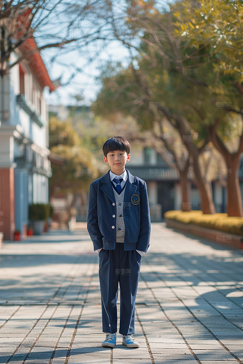 校服人物靓丽制服摄影图