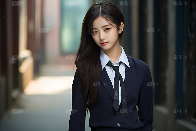 校服人物学生靓丽摄影图