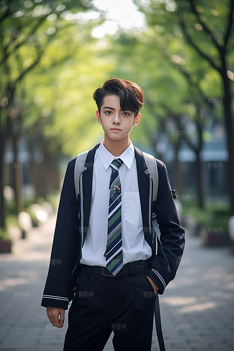 校服人物学生清新摄影图