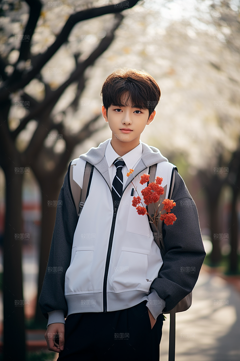 校服人物人像学生摄影图