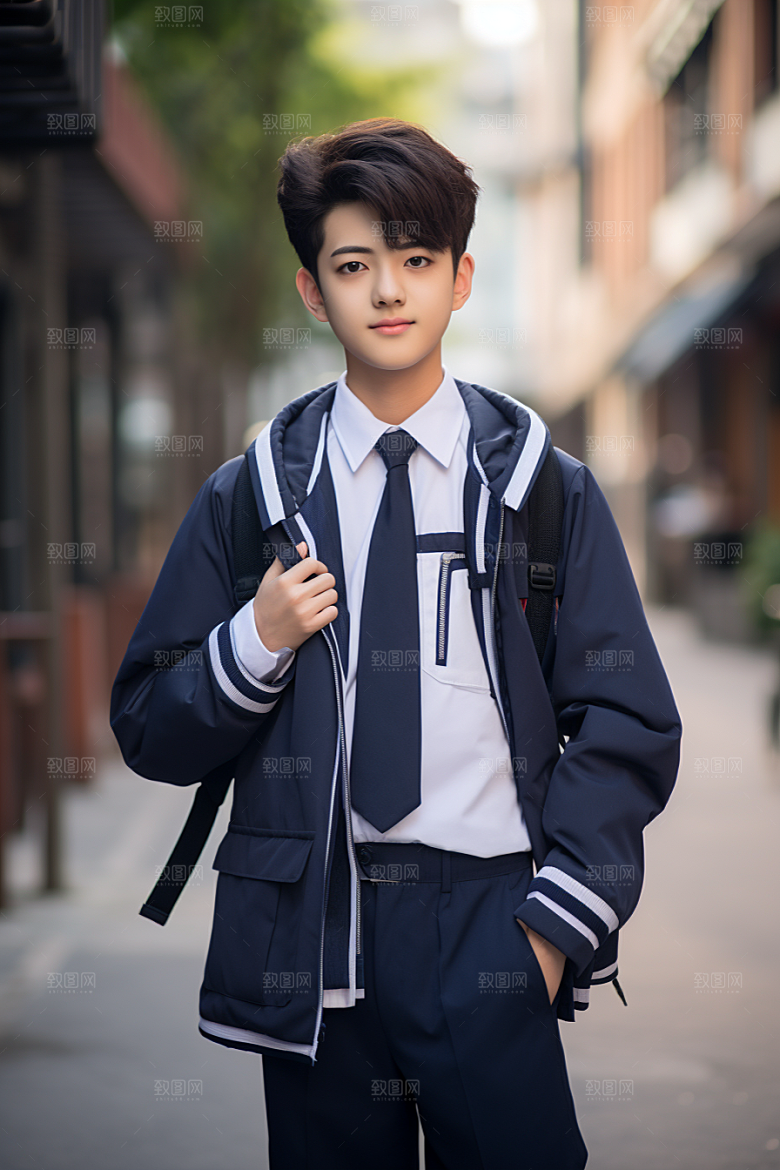 校服人物校园制服摄影图