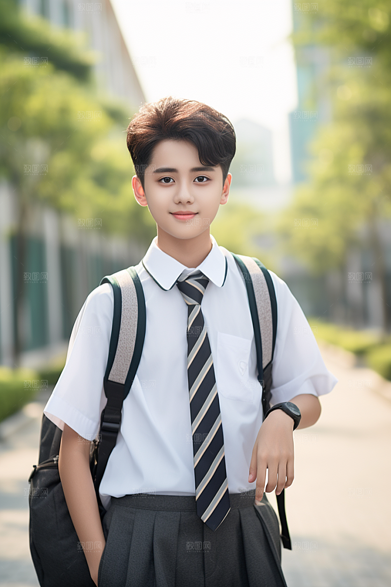 校服人物制服靓丽摄影图