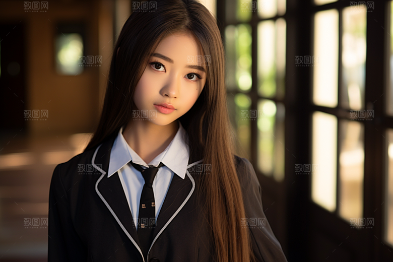 校服人物靓丽人像摄影图