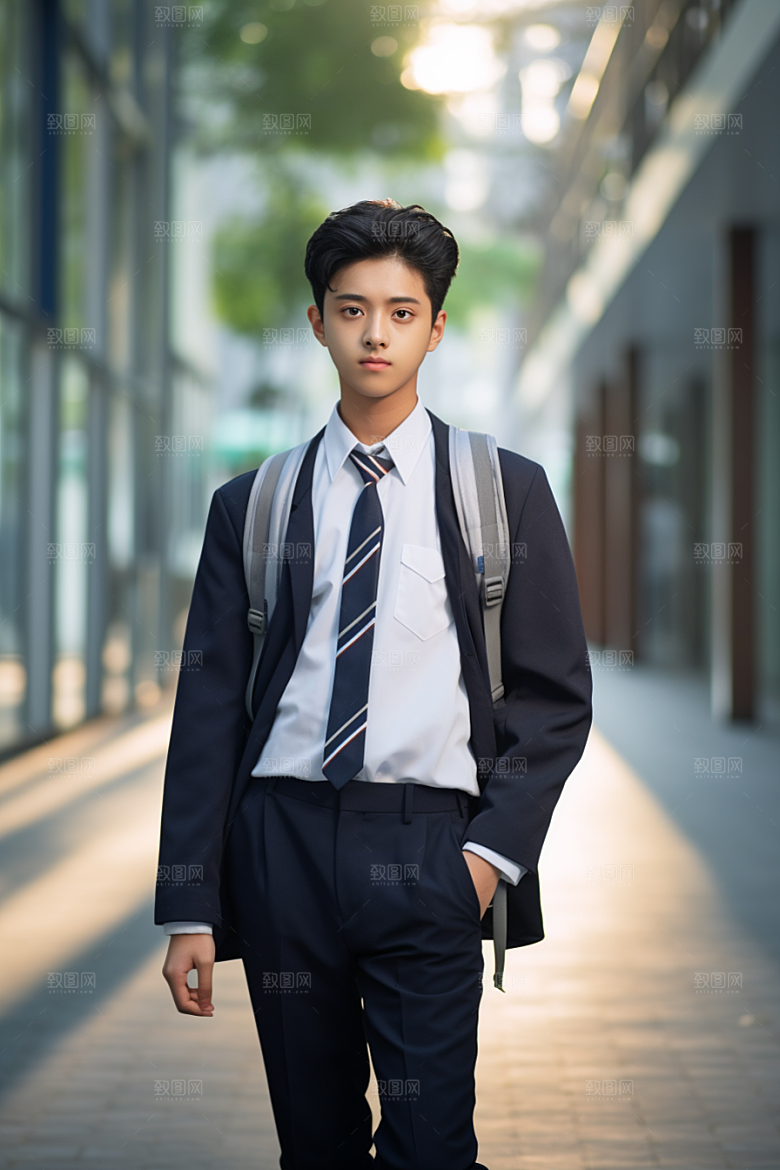 校服人物学校肖像摄影图