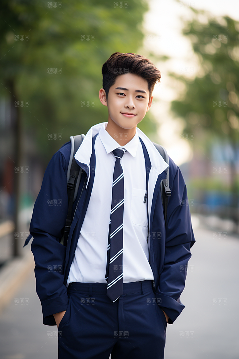 校服人物青少年制服摄影图