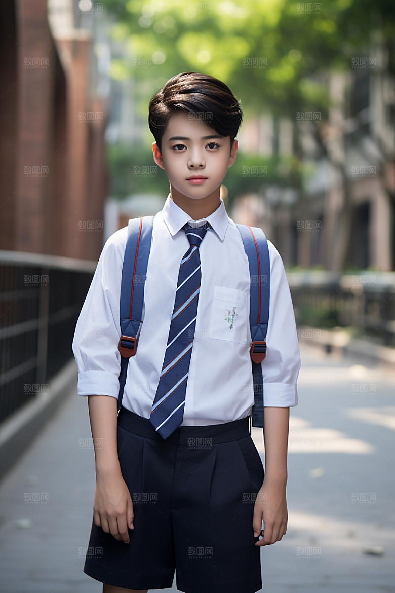 校服人物人像校园摄影图