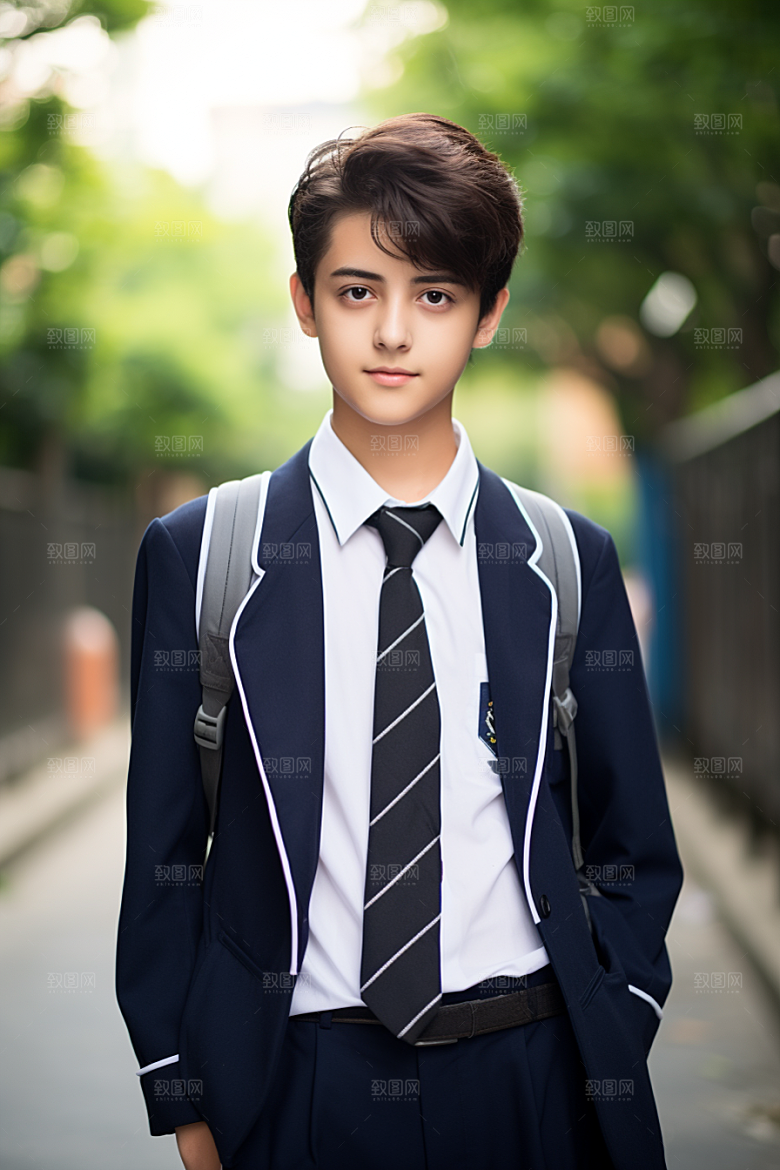 校服人物人像校园摄影图