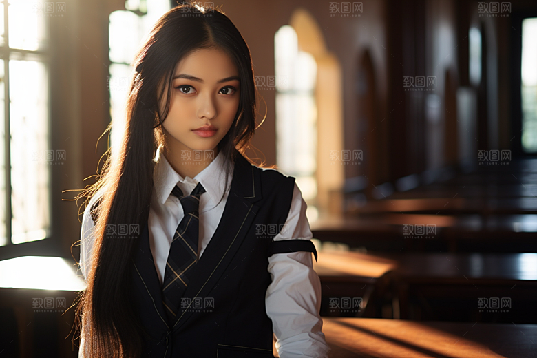 校服人物青春肖像摄影图