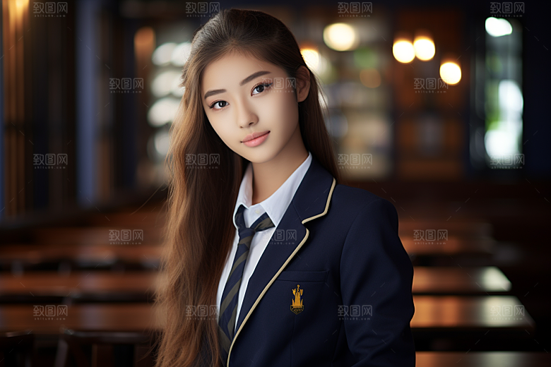 校服人物学校高中摄影图