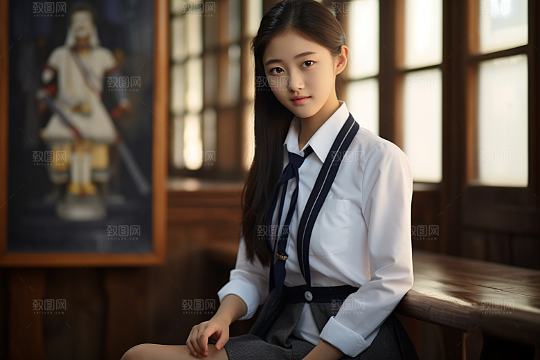 校服人物青少年靓丽摄影图