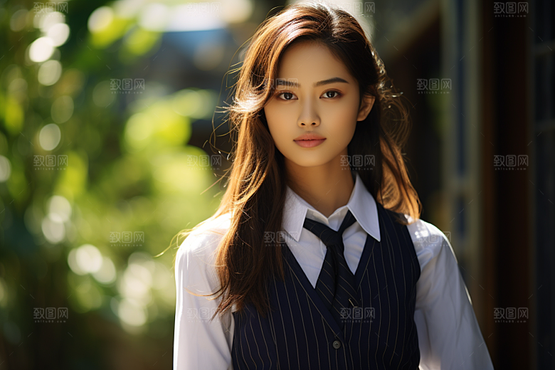 校服人物自然制服摄影图