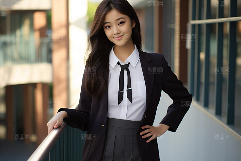 校服人物靓丽清新摄影图
