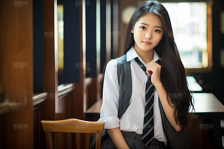校服人物人像青少年摄影图