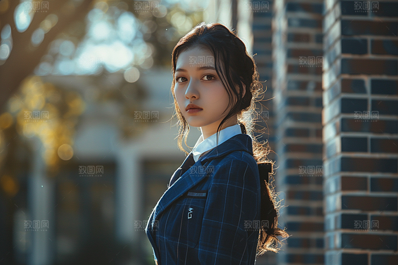 校服人物肖像校园摄影图