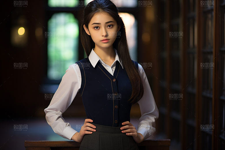校服人物青春肖像摄影图