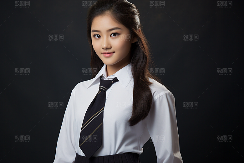 校服人物肖像高清摄影图