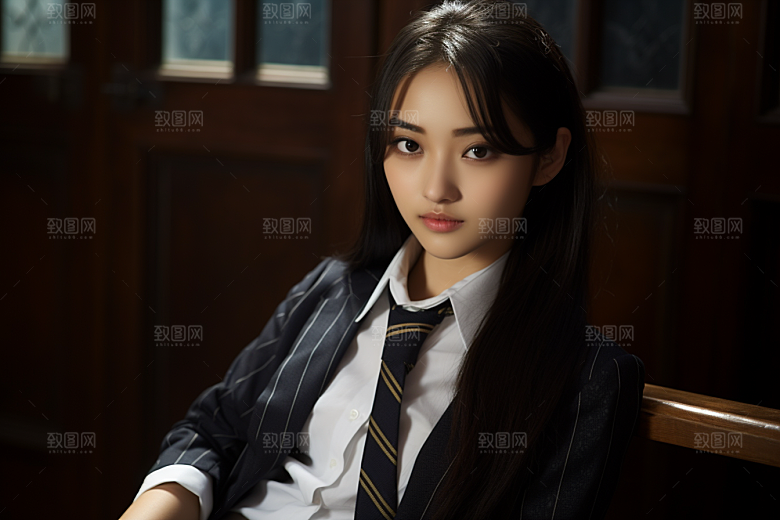校服人物肖像制服摄影图