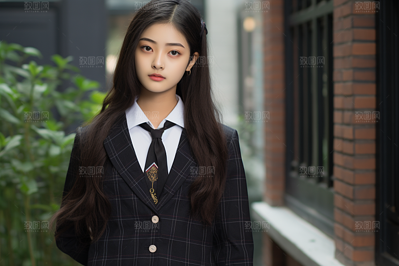校服人物制服自然摄影图