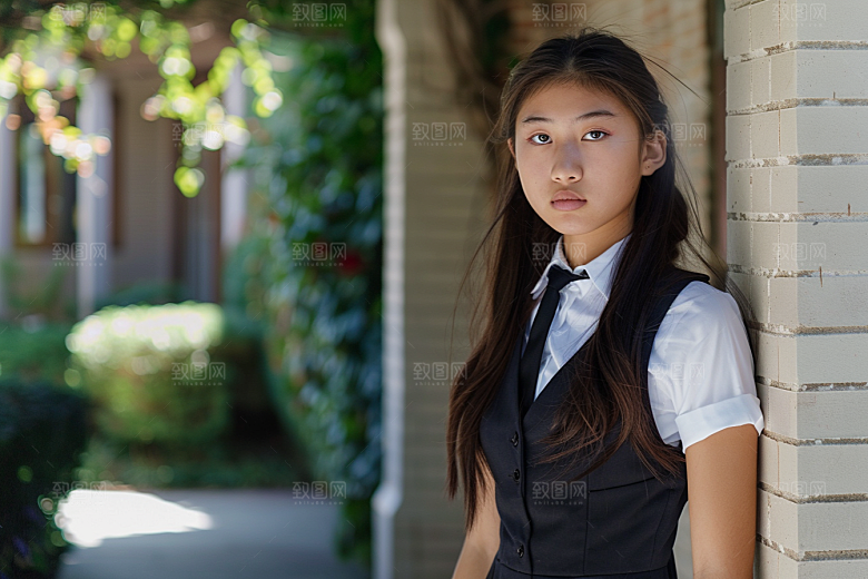 校服人物学校自然摄影图
