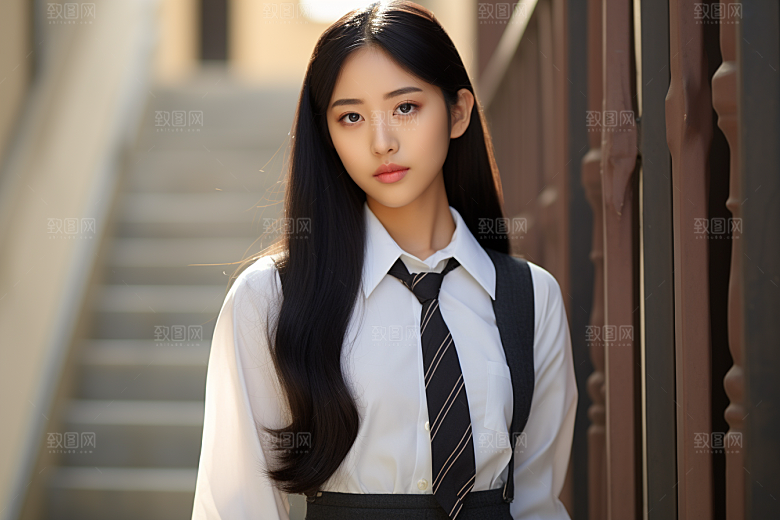 校服人物青春靓丽摄影图