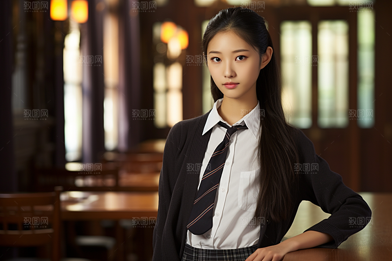 校服人物学校清新摄影图