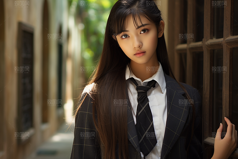 校服人物自然校园摄影图