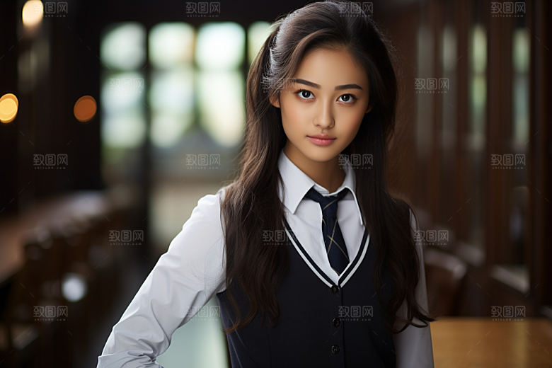 校服人物人像学校摄影图