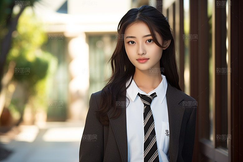 校服人物青少年自然摄影图