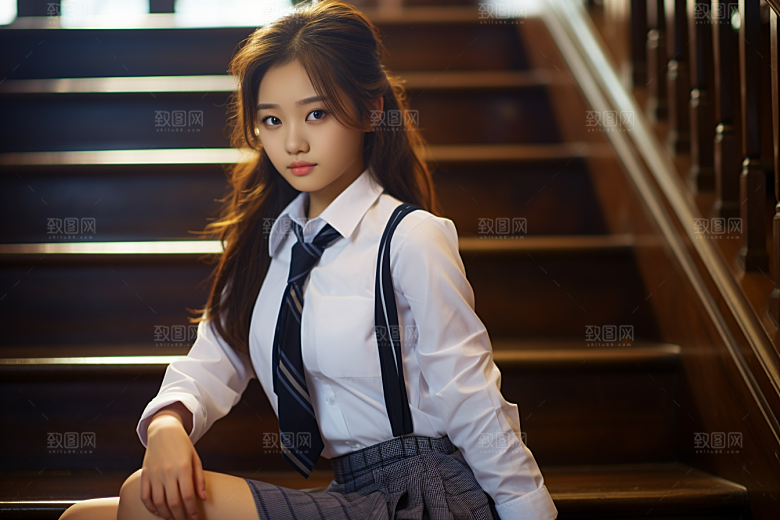 校服人物高清校园摄影图
