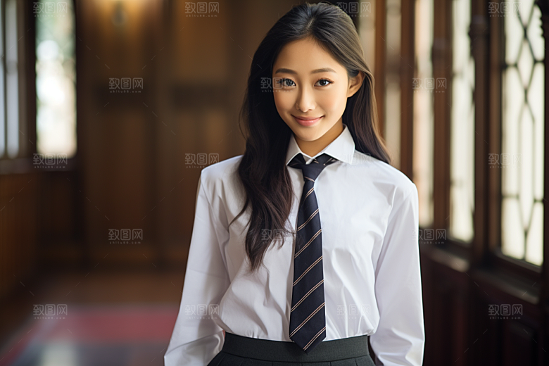 校服人物校园高中摄影图