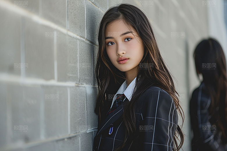 校服人物靓丽校园摄影图