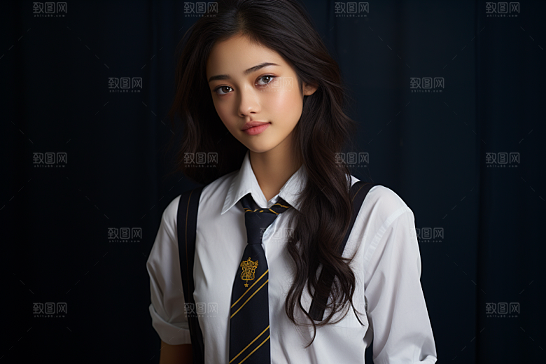 校服人物人像肖像摄影图