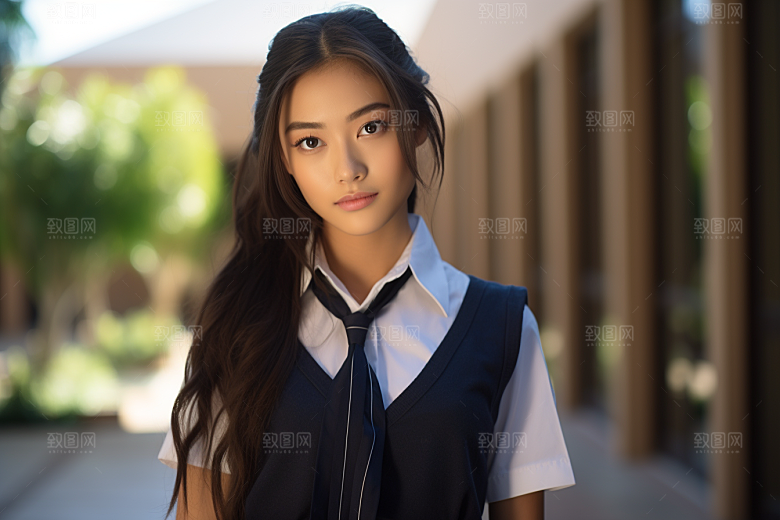 校服人物高清学生摄影图