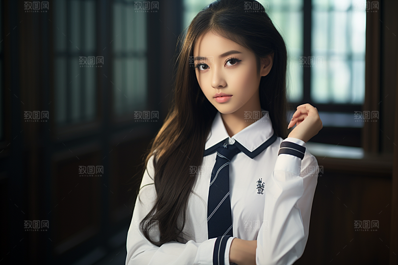 校服人物清新校园摄影图