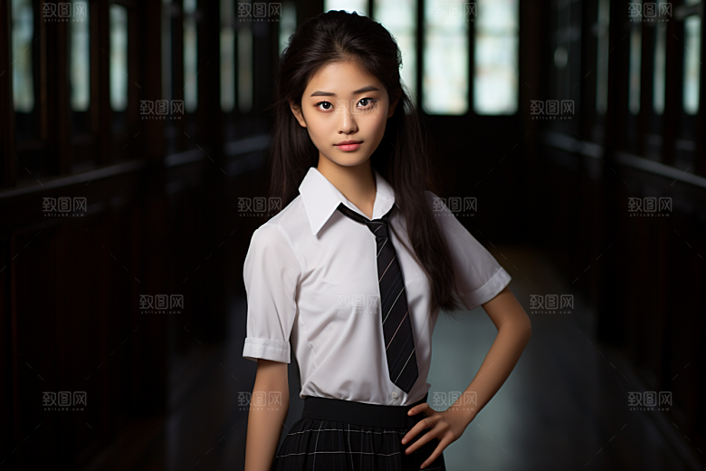 校服人物青少年肖像摄影图