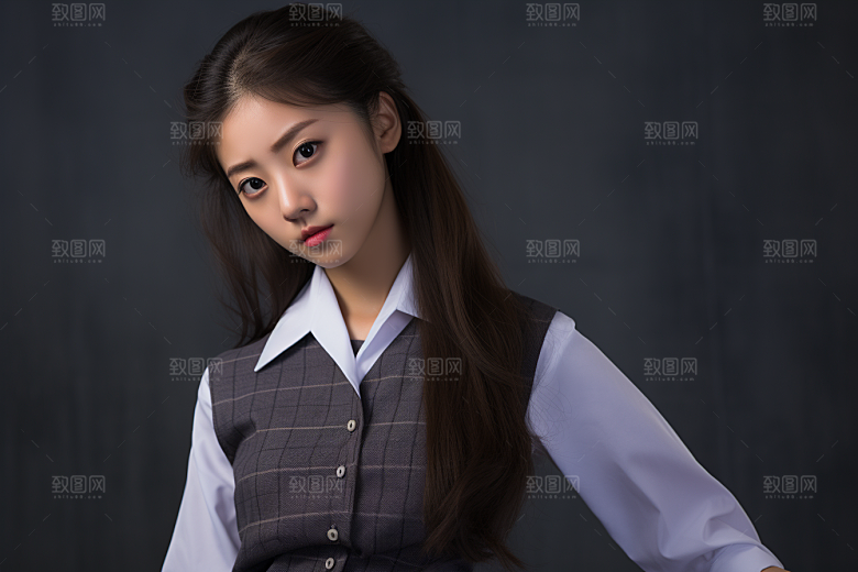 校服人物高清靓丽摄影图