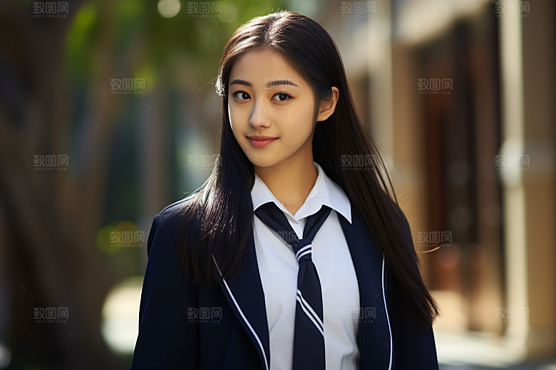 校服人物学校高中摄影图