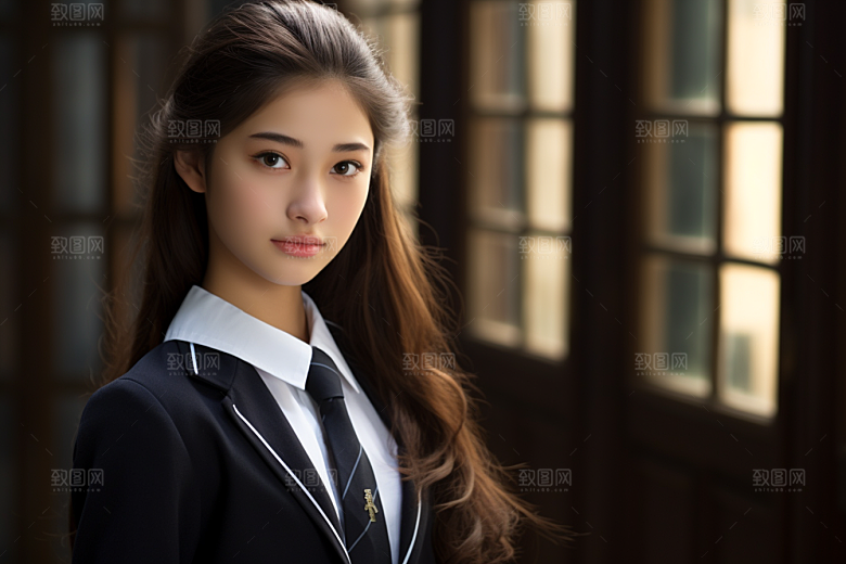 校服人物青少年学校摄影图