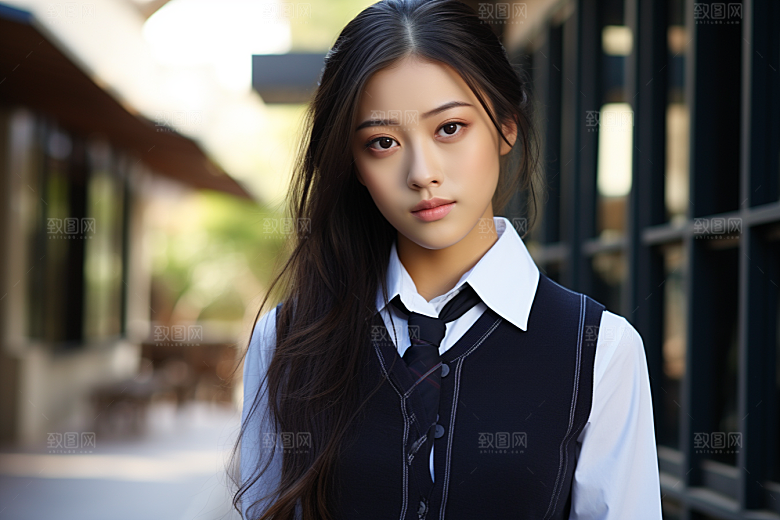 校服人物肖像学校摄影图