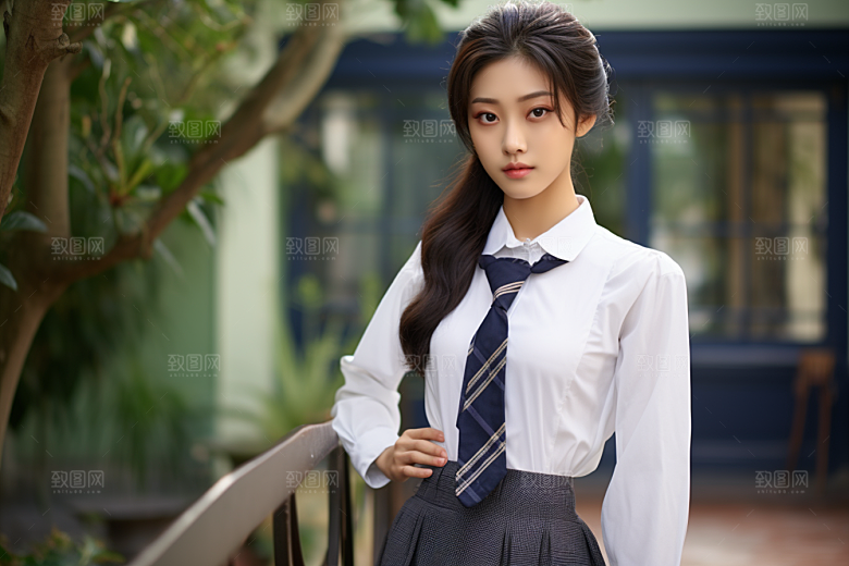 校服人物学校学生摄影图