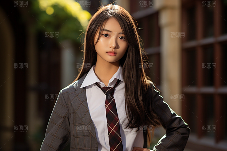 校服人物学校肖像摄影图