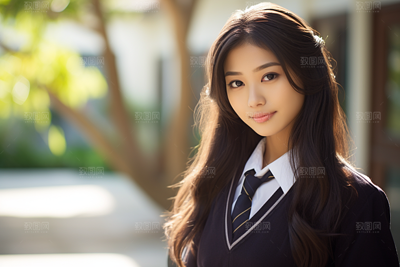 校服人物人像学生摄影图