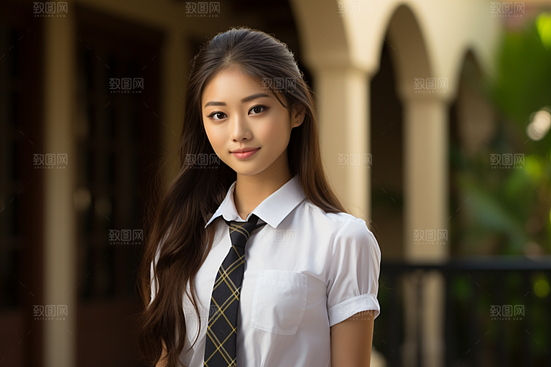 校服人物校园高中摄影图