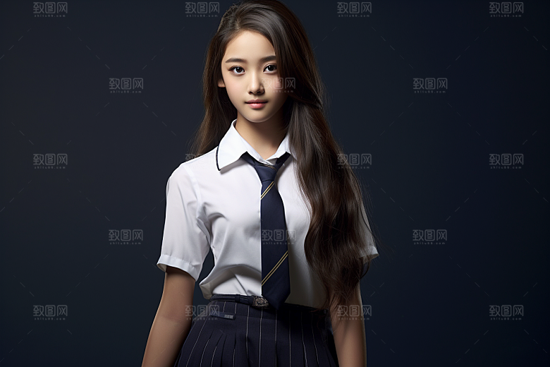 校服人物学校高中摄影图