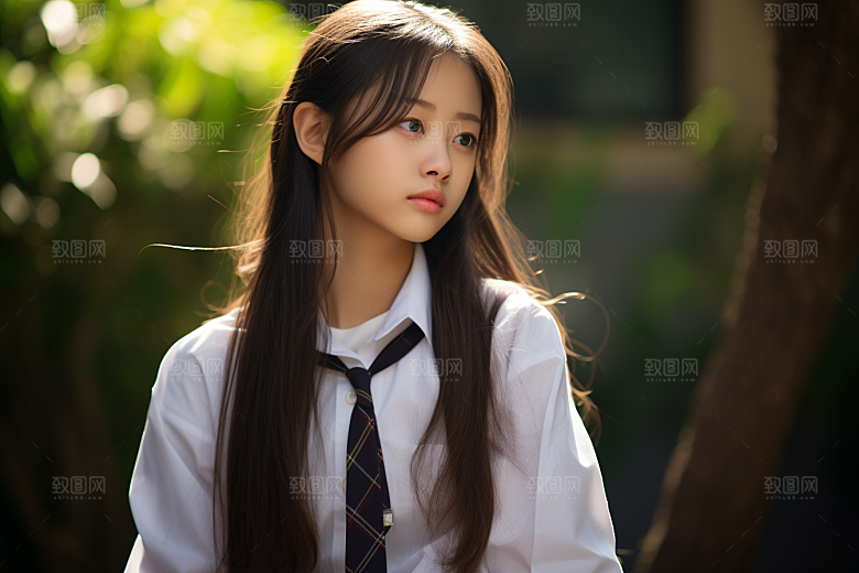 校服人物人像学生摄影图