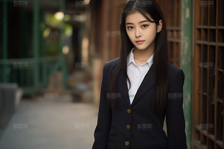 校服人物校园人像摄影图