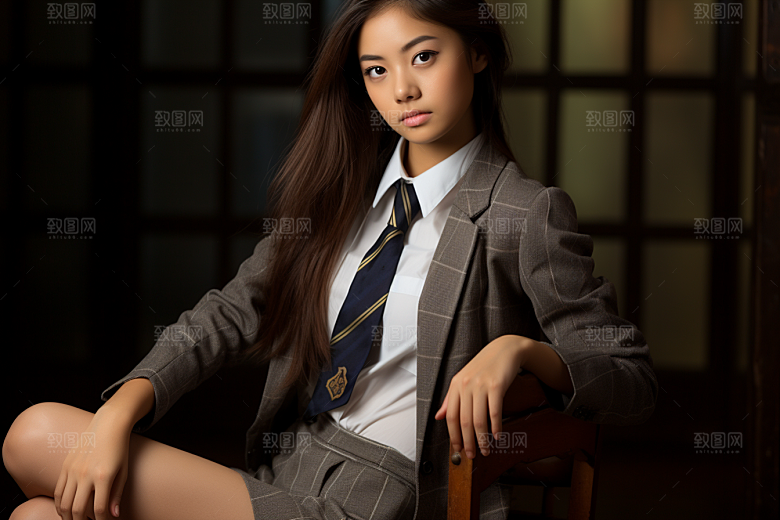 校服人物学校清新摄影图
