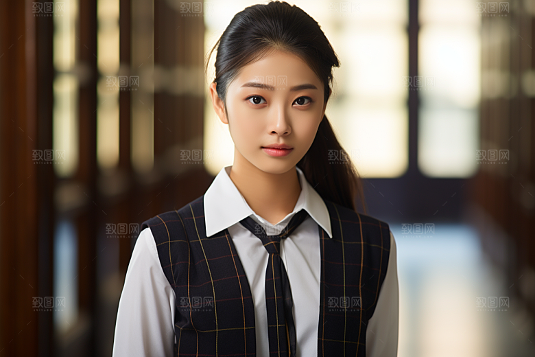 校服人物青少年学校摄影图